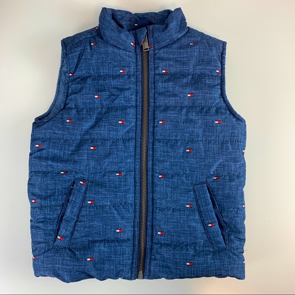 Tommy Hilfiger Boys Vest Quilted Blue Puffer Zip Front Welt Pockets Size 3T
